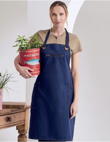 PRE-PR121-'Barley' Contrast Stitch Sustainable Bib Apron